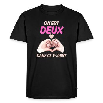 Annonce Bébé Message Amour Grossesse - T-shirt Premium bio Homme - noir - Devant - Nico (187cm)