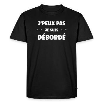 Débordé mais drôle - T-shirt Premium bio Homme - noir - Devant - Nico (187cm)