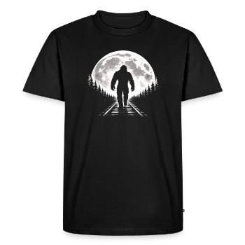Bigfoot sur les voies ferrées - T-shirt Premium bio Homme - noir - Devant - Nico (187cm)