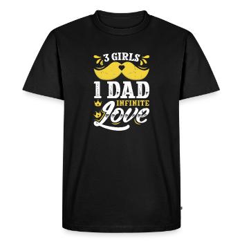 Père, père de trois filles et filles - T-shirt Premium bio Homme - noir - Devant - Nico (187cm)