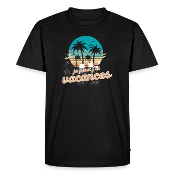 Vacances Tropicales Crépuscule - T-shirt Premium bio Homme - noir - Devant - Nico (187cm)