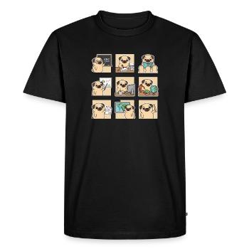 Funny Pug Teacher ABC STORY TEACH A Plus - Men's Premium Organic T-Shirt - black - Front - Nico (187cm)