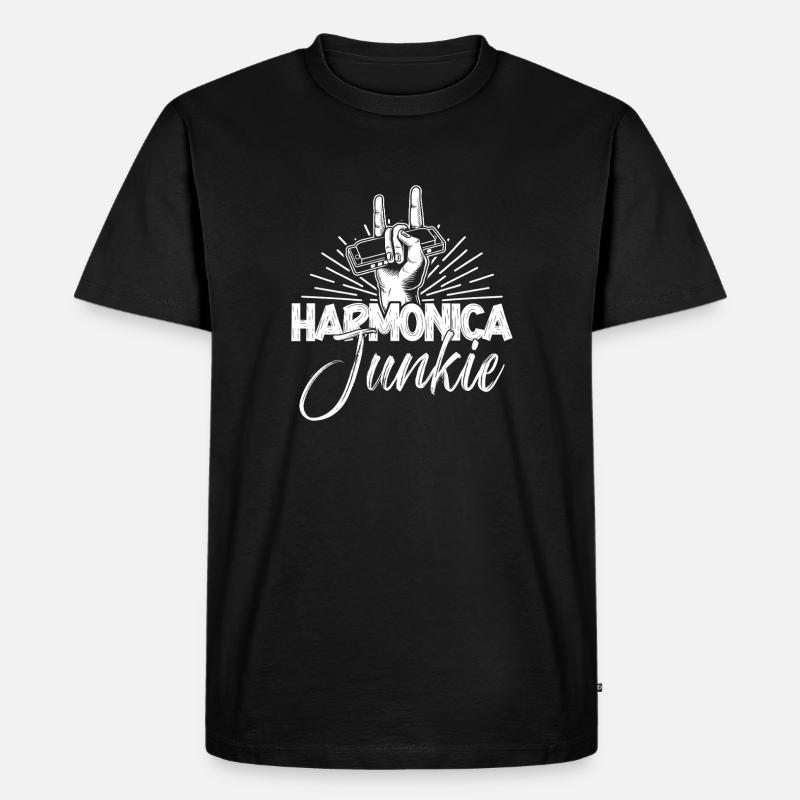 Harmonica Musican Junkie Harmonica - Männer Premium Bio T-Shirt - Schwarz