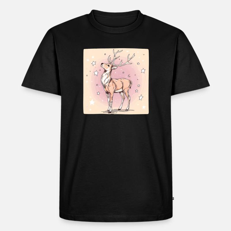 Hirsch mit Sternen - Männer Premium Bio T-Shirt - Schwarz
