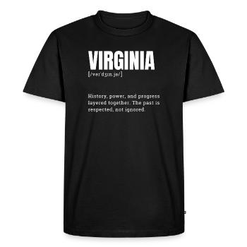 Virginie : Histoire, puissance et progrès - T-shirt Premium bio Homme - noir - Devant - Nico (187cm)