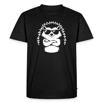 Cool hedgehog with sunglasses - Men's Premium Organic T-Shirt - black - Front - Nico (187cm)