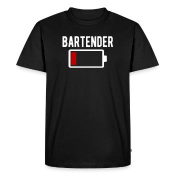 Bartender Charging Low Battery Funny - Men's Premium Organic T-Shirt - black - Front - Nico (187cm)
