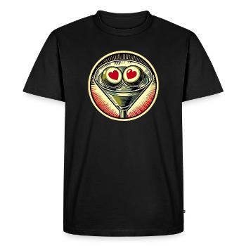 Martini Heart Eyes Rétro - T-shirt Premium bio Homme - noir - Devant - Nico (187cm)