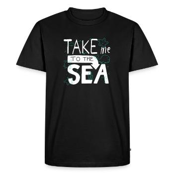 Emmène-moi à la mer – Gribouillage Sea Saying - T-shirt Premium bio Homme - noir - Devant - Nico (187cm)