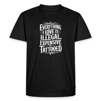 Tout ce que j’aime, c’est tatoué de Tätowiert tatoué - T-shirt Premium bio Homme - noir - Devant - Nico (187cm)