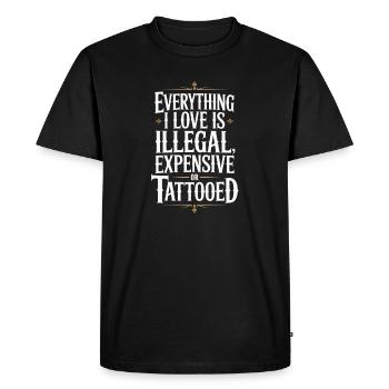 Tout ce que j’aime, c’est tatoué de Tätowiert tatoué - T-shirt Premium bio Homme - noir - Devant - Nico (187cm)