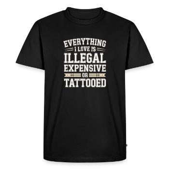 Tout ce que j’aime, c’est tatoué de Tätowiert tatoué - T-shirt Premium bio Homme - noir - Devant - Nico (187cm)