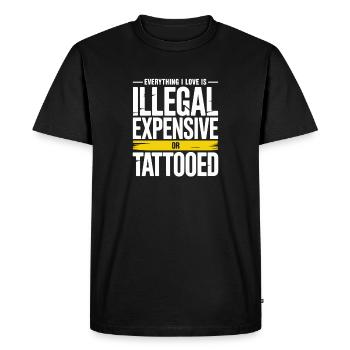 Tout ce que j’aime, c’est tatoué de Tätowiert tatoué - T-shirt Premium bio Homme - noir - Devant - Nico (187cm)