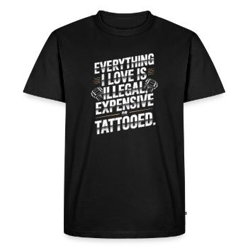 Tout ce que j’aime, c’est tatoué de Tätowiert tatoué - T-shirt Premium bio Homme - noir - Devant - Nico (187cm)