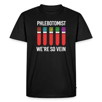 Phlébotomiste Infirmière Infirmière Prélèvement sanguin - T-shirt Premium bio Homme - noir - Devant - Nico (187cm)