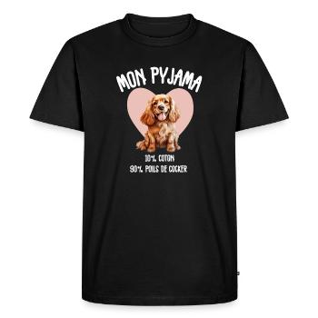 Funny Cocker Spaniel Dog Pajamas - Men's Premium Organic T-Shirt - black - Front - Nico (187cm)