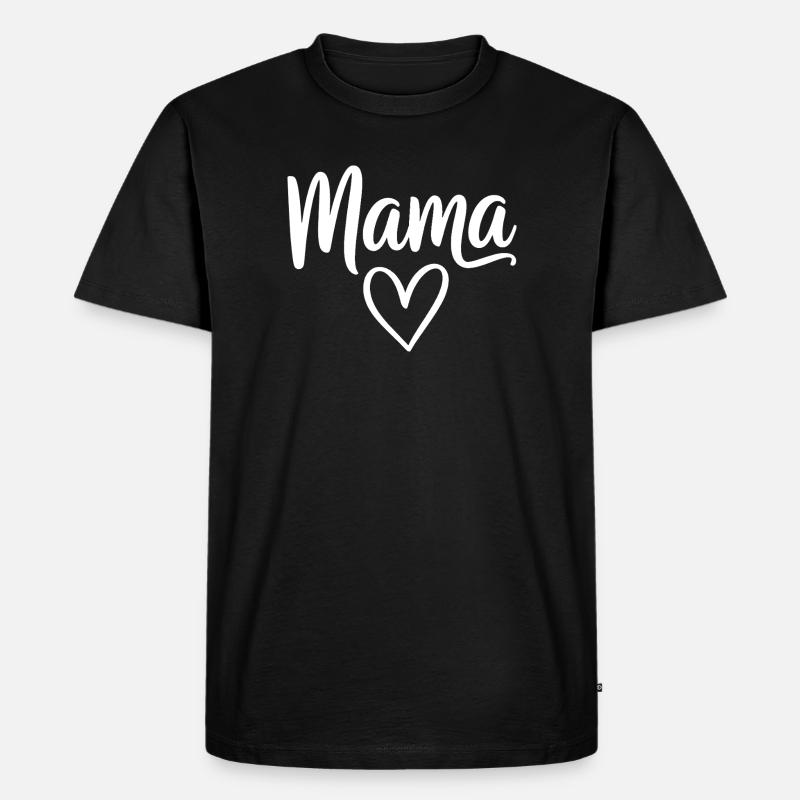 Mama Heart Skript - Männer Premium Bio T-Shirt - Schwarz