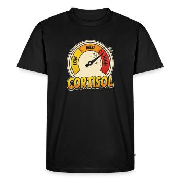 Cortisol Measuring Point T-Shirt - Men's Premium Organic T-Shirt - black - Front - Nico (187cm)