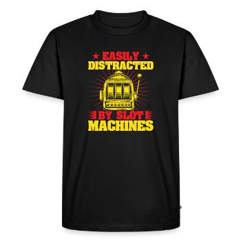 Un amateur de jeux de hasard facilement distrait par le casino - T-shirt Premium bio Homme - noir - Devant - Nico (187cm)