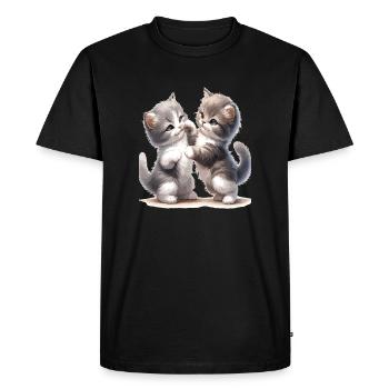 Kitten Friendship Illustration - Men's Premium Organic T-Shirt - black - Front - Nico (187cm)