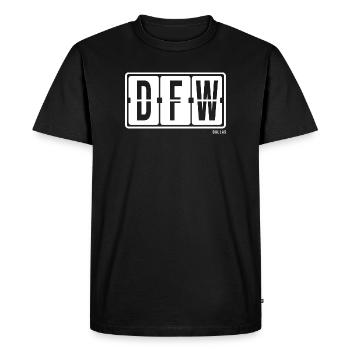 Dallas DFW, sweat à capuche, casquette, tasse souvenir de la ville - T-shirt Premium bio Homme - noir - Devant - Nico (187cm)