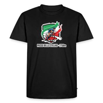 Passo Dello Stelvio Rider Badge 2758m - Men's Premium Organic T-Shirt - black - Front - Nico (187cm)