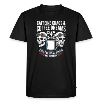 Coffee Mayhem Skulls Morning Junkie Design - Men's Premium Organic T-Shirt - black - Front - Nico (187cm)