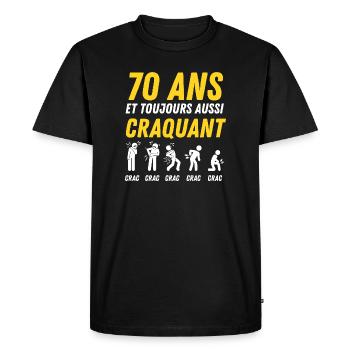 70 ans humour anniversaire vintage - T-shirt Premium bio Homme - noir - Devant - Nico (187cm)