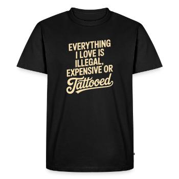 Tout ce que j’aime, c’est tatoué de Tätowiert tatoué - T-shirt Premium bio Homme - noir - Devant - Nico (187cm)