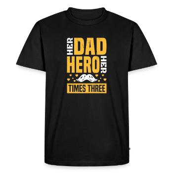 Père, père de trois filles et filles - T-shirt Premium bio Homme - noir - Devant - Nico (187cm)