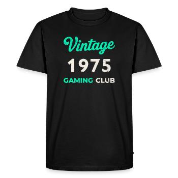 Vintage 1975 – Année de naissance rétro du Gaming Club - T-shirt Premium bio Homme - noir - Devant - Nico (187cm)