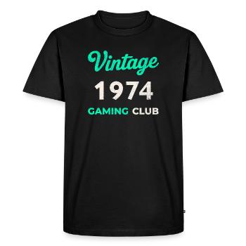 Vintage 1974 – Année de naissance rétro du Gaming Club - T-shirt Premium bio Homme - noir - Devant - Nico (187cm)