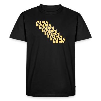 YES – Step statement in gold - Men's Premium Organic T-Shirt - black - Front - Nico (187cm)