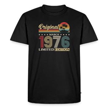 Cadeau du 50e anniversaire Mari Femme Mars 1976 - T-shirt Premium bio Homme - noir - Devant - Nico (187cm)