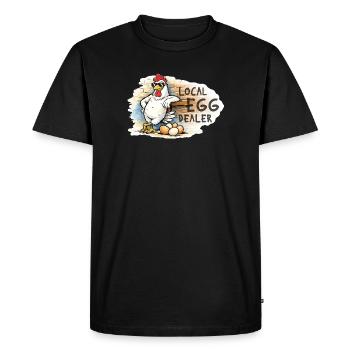 Coq espiègle – Motif drôle de ferme de poulets - T-shirt Premium bio Homme - noir - Devant - Nico (187cm)