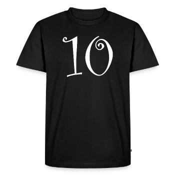 10. 10 ANS. 10e ANNIVERSAIRE. ANNIVERSAIRE 10 ANS. - T-shirt Premium bio Homme - noir - Devant - Nico (187cm)