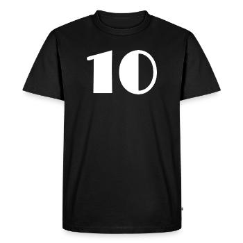 10. 10 ANS. 10e ANNIVERSAIRE. ANNIVERSAIRE 10 ANS. - T-shirt Premium bio Homme - noir - Devant - Nico (187cm)
