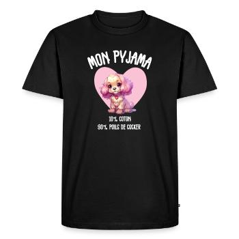 Funny Cocker Spaniel Dog Pajamas - Men's Premium Organic T-Shirt - black - Front - Nico (187cm)