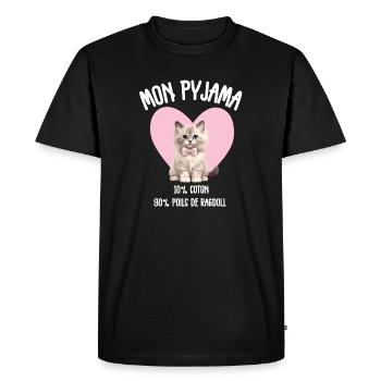 Pyjama Poils de Chat Ragdoll Humour - T-shirt Premium bio Homme - noir - Devant - Nico (187cm)