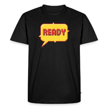 Ready Pixel Burst - Men's Premium Organic T-Shirt - black - Front - Nico (187cm)