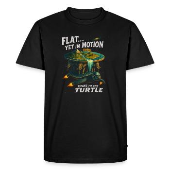 Plat mais en mouvement grâce à la fantaisie de la tortue - T-shirt Premium bio Homme - noir - Devant - Nico (187cm)