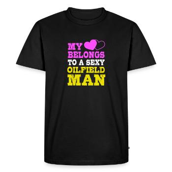 Oil Field Wife Oil Rig Oil Rig - Men's Premium Organic T-Shirt - black - Front - Nico (187cm)