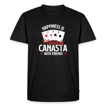 Bonheur en jouant à la canasta avec des amis - T-shirt Premium bio Homme - noir - Devant - Nico (187cm)