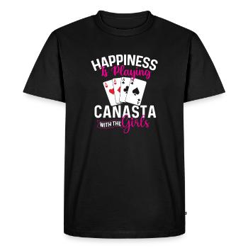 Bonheur en jouant à la canasta avec les filles - T-shirt Premium bio Homme - noir - Devant - Nico (187cm)