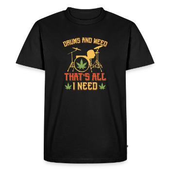 Batterie et weed, c’est tout ce qu’il me faut. Art Tee - T-shirt Premium bio Homme - noir - Devant - Nico (187cm)
