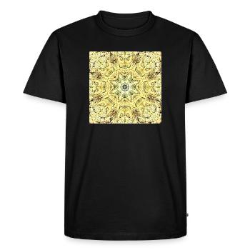 Kaleidoscopic Yellow-Green Mandala - Men's Premium Organic T-Shirt - black - Front - Nico (187cm)