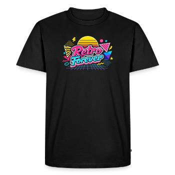 Retro Forever Neon 80s Vibe - Men's Premium Organic T-Shirt - black - Front - Nico (187cm)