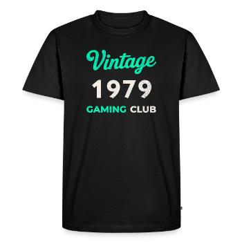 Vintage 1979 – Année de naissance rétro du Gaming Club - T-shirt Premium bio Homme - noir - Devant - Nico (187cm)