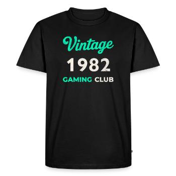 Vintage 1982 – Année de naissance rétro de Gaming Club - T-shirt Premium bio Homme - noir - Devant - Nico (187cm)