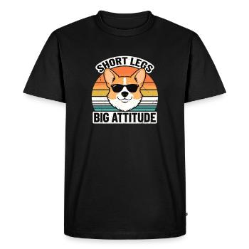 Short Legs Big Attitude Corgi Dog Lover Retro - Men's Premium Organic T-Shirt - black - Front - Nico (187cm)